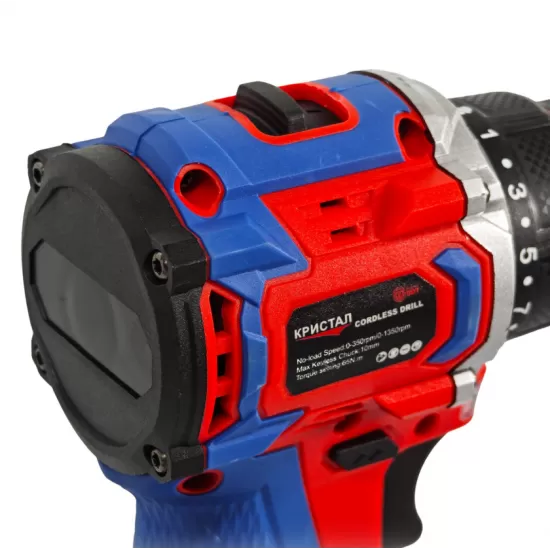 Bormașină cu acumulator DDT-KRISTAL 36V, 2 acumulatori Li-Ion 2.0Ah, motor fara perii (brushless), 2 viteze, cuplu reglabil, sistem autoblocaj, valiză de transport