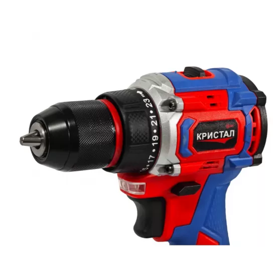 Bormașină cu acumulator DDT-KRISTAL 36V, 2 acumulatori Li-Ion 2.0Ah, motor fara perii (brushless), 2 viteze, cuplu reglabil, sistem autoblocaj, valiză de transport