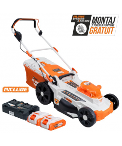 Masina de tuns gazon pe Acumulator RURIS RXI 4344e power alfa up {contine 2 acumulatori+incarcator dublu}