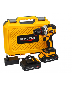 Bormașină cu acumulator DDT-KRISTAL 36V, 2 acumulatori Li-Ion 2.0Ah, motor fara perii (brushless), 2 viteze, cuplu reglabil, sistem autoblocaj, valiză de transport