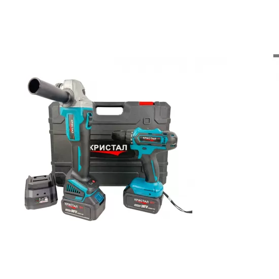 Trusă Profesională 2 în 1 DDT CRISTAL – Mașină de Găurit + Polizor unghiular, 36V, 2x baterii 4.0Ah, Încărcător Rapid