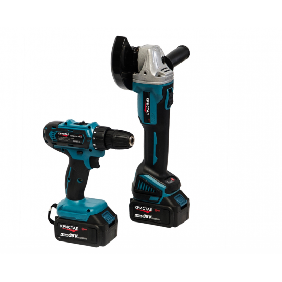 Trusă Profesională 2 în 1 DDT CRISTAL – Mașină de Găurit + Polizor unghiular, 36V, 2x baterii 4.0Ah, Încărcător Rapid