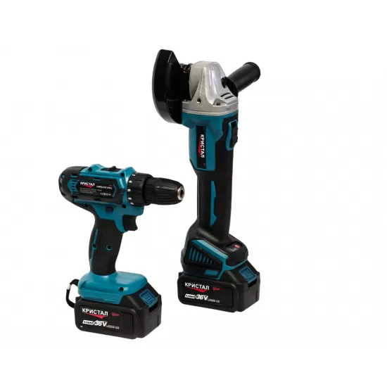 Trusă Profesională 2 în 1 DDT CRISTAL – Mașină de Găurit + Polizor unghiular, 36V, 2x baterii 4.0Ah, Încărcător Rapid
