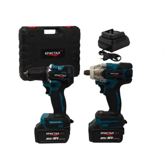 Set Masina De Gaurit si Infiletat Si Masina De Insurubat cu Impact DDT-KRISTAL 2 Acumulatori 36V 4Ah,Brushless, Motor fără perii