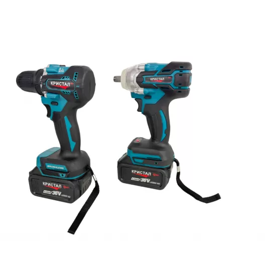 Set Masina De Gaurit si Infiletat Si Masina De Insurubat cu Impact DDT-KRISTAL 2 Acumulatori 36V 4Ah,Brushless, Motor fără perii