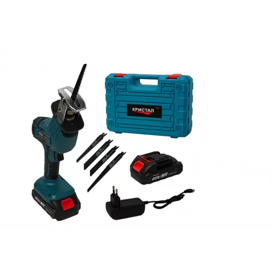 Fierăstrău tip sabie cu acumulator DDT CRISTAL 36V, Viteza Variabila , Adancime de Taiere 115mm Lemn, 8mm Otel, 12mm Aluminiu, 2 baterii + încărcător, valiză de transport