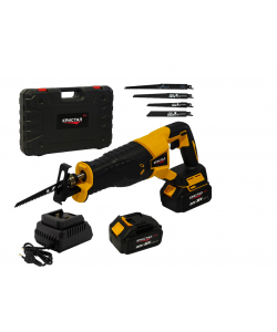 Fierăstrău tip sabie cu acumulator DDT CRISTAL, 36V, Viteza Variabila, Adancime de Taiere 115mm Lemn, 8mm Otel, 12mm Aluminiu, 2x baterii 4.0Ah, încărcător + 4 panze diferite incluse