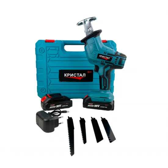 Fierăstrău tip sabie cu acumulator DDT CRISTAL 36V, Viteza Variabila , Adancime de Taiere 115mm Lemn, 8mm Otel, 12mm Aluminiu, 2 baterii + încărcător, valiză de transport