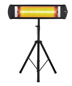 Pachet Radiator electric cu infrarosu KUMTEL EX25, 2500W, Termostat, Corp metalic, Protectie 20 IP, Negru, Suport radiator Hausberg HB-8712NG, metalic, reglabil pe inaltime 100-180 cm