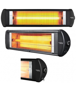 Pachet Radiator electric cu infrarosu KUMTEL EX25, 2500W, Termostat, Corp metalic, Protectie 20 IP, Negru, Suport radiator Hausberg HB-8712NG, metalic, reglabil pe inaltime 100-180 cm