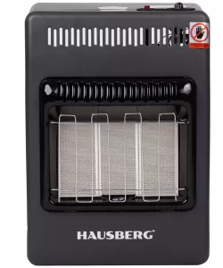 Mini Soba pe gaz GPL Hausberg , aprindere piezo-electrica, 3 placi de incalzire ceramic putere totala 4.2kW, sistem de oprire automata a gazului, Negru