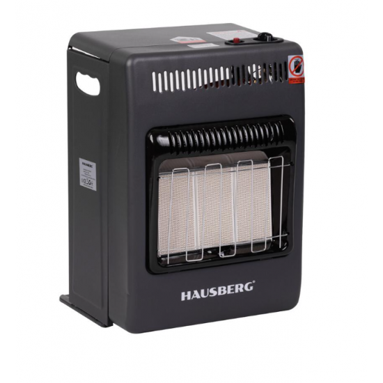 Mini Soba pe gaz GPL Hausberg , aprindere piezo-electrica, 3 placi de incalzire ceramic putere totala 4.2kW, sistem de oprire automata a gazului, Negru