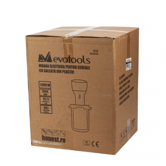 Moara Electrica pentru Cereale cu Galeata din Plastic Evotools 25 L