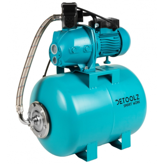 Hidrofor Detoolz 1.1 kW, debit maxim 2480lh, inaltime maxima de pompare 45m, corp pompa fonta, butelie 50L, ejector