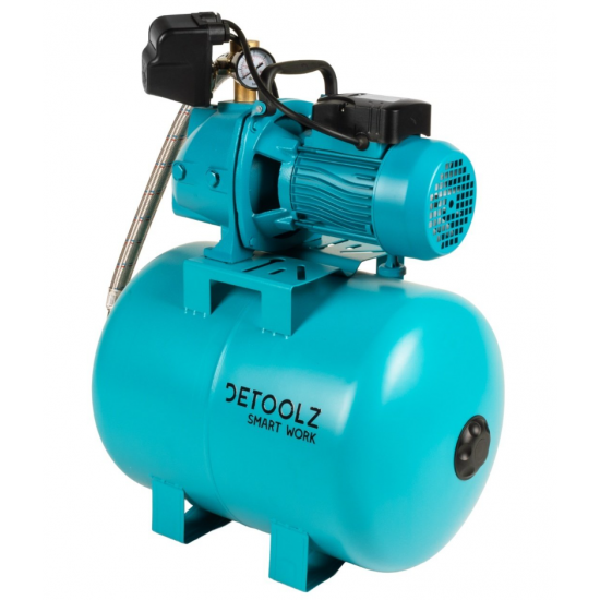 Hidrofor Detoolz 1.1 kW, debit maxim 2480lh, inaltime maxima de pompare 45m, corp pompa fonta, butelie 50L, ejector