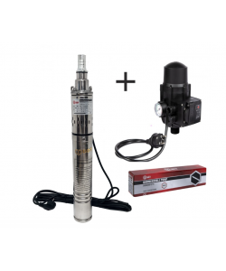 Pachet  Pompa submersibila, DDT, 3QGD 0.75 kW, Inox, 75 mm diametru + Presostat electronic automat, DDT, LS-4
