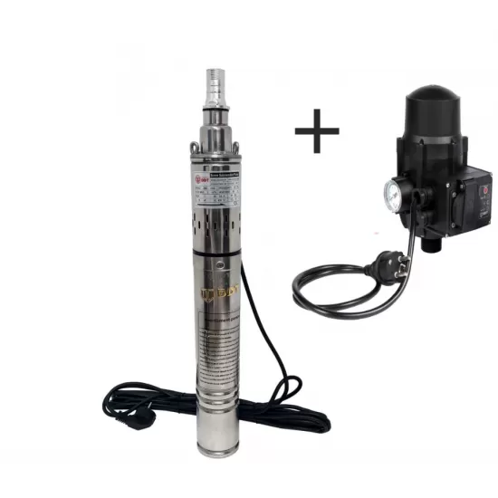 Pachet Pompa submersibila, DDT, 3QGD 0.75 kW, Inox, 75 mm diametru + Presostat electronic automat, DDT, LS-4