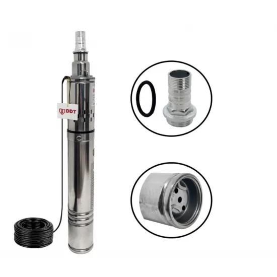 Pachet Pompa submersibila, DDT, 3QGD 0.75 kW, Inox, 75 mm diametru + Presostat electronic automat, DDT, LS-4