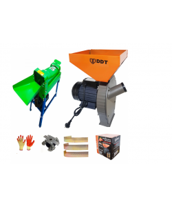 Pachet Moara cereale, uruiala si stiuleti, 3.5 Kw + Batoza/Masina de porumb electrica pentru curatat porumb, DDT Profi, motor inclus, 1500 W, 800 kg/h