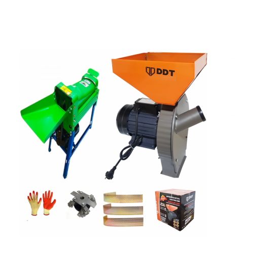 Pachet Moara cereale, uruiala si stiuleti, 3.5 Kw + Batoza/Masina de porumb electrica pentru curatat porumb, DDT Profi, motor inclus, 1500 W, 800 kg/h