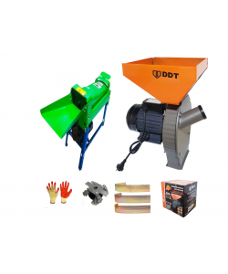 Pachet Moara cereale, uruiala si stiuleti, 3.5 Kw + Batoza/Masina de porumb electrica pentru curatat porumb, DDT Profi, motor inclus, 1500 W, 800 kg/h
