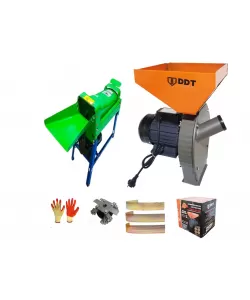 Pachet Moara cereale, uruiala si stiuleti, 3.5 Kw + Batoza/Masina de porumb electrica pentru curatat porumb, DDT Profi, motor inclus, 1500 W, 800 kg/h