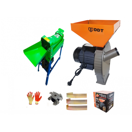 Pachet Moara cereale, uruiala si stiuleti, 3.5 Kw + Batoza/Masina de porumb electrica pentru curatat porumb, DDT Profi, motor inclus, 1500 W, 800 kg/h