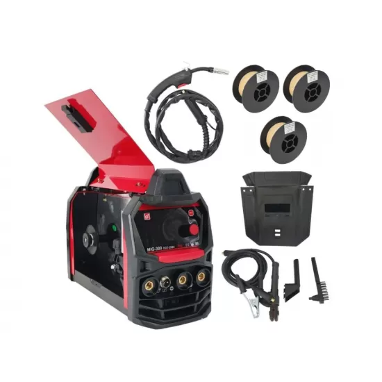 Invertor/Aparat de sudura MIG/MMA DDT PROFESIONAL cu Electrozi si Sarma, 220 V, 300A + 3 Role Sarma 0.8-1.0 mm Invertor/Aparat de sudura MIG/MMA DDT PROFESIONAL cu Electrozi si Sarma, 220 V, 300A + 3 Role Sarma 0.8-1.0 mm