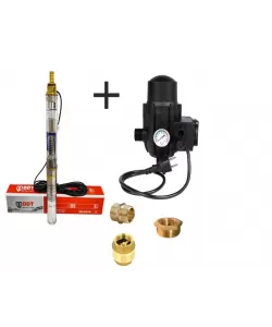 Pompa submersibila, DDT, 3QJD-1.1, 1.1 kW, Inox, 75 mm diametru, 10 turbine + Presostat electronic automat, DDT, LS-4 + accesorii Pompa submersibila, DDT, 3QJD-1.1, 1.1 kW, Inox, 75 mm diametru, 10 turbine + Presostat electronic automat, DDT, LS-4 + accesorii