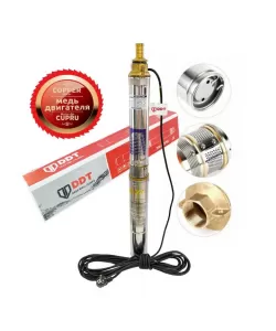 Pompa submersibila, DDT, 3QJD-1.1, 1.1 kW, Inox, 75 mm diametru, 10 turbine + Presostat electronic automat, DDT, LS-4 + accesorii