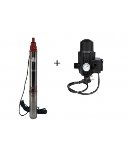 Pompa submersibila de mare adancime, DDT, QJD12-120-1.8, 1800 W, 8 m³/h, 12 turbine, Inox + Presostat electronic automat, DDT, LS-4