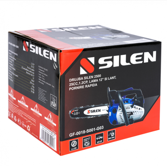 Drujba SILEN 2500, 25CC, 1.2CP, 1 lama 12", 1 lant, pornire rapida