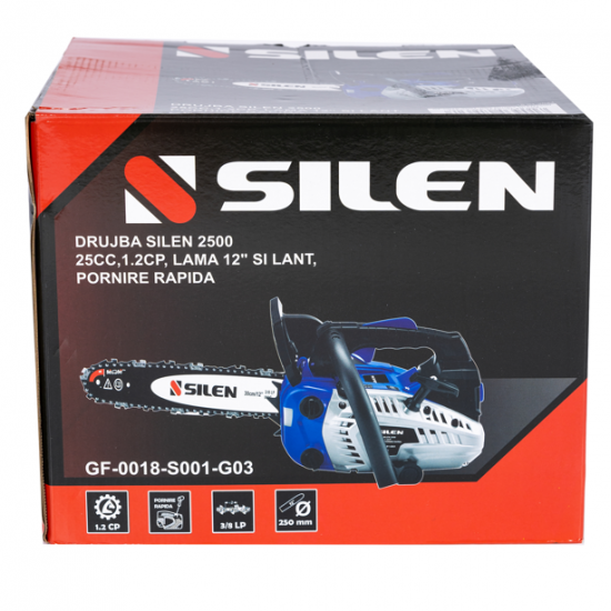 Drujba SILEN 2500, 25CC, 1.2CP, 1 lama 12", 1 lant, pornire rapida