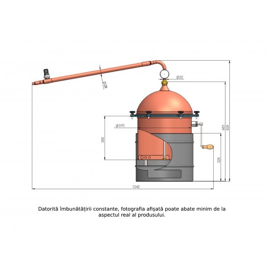 Cazan pentru tuica cu amestecator cupru 35 l