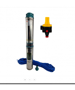 Set Pompa submersibila 15 metri cablu de mare adancime, Presostat automat AquaMann® Premium, 8 Turbine, 140metri, debit 8m³/h