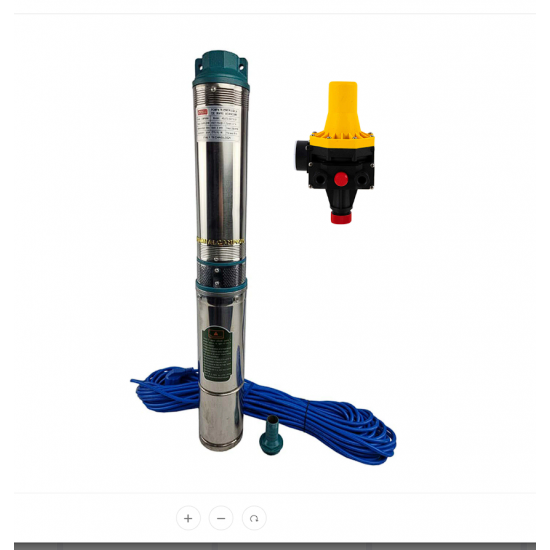 Set Pompa submersibila 15 metri cablu de mare adancime, Presostat automat AquaMann® Premium, 8 Turbine, 140metri, debit 8m³/h