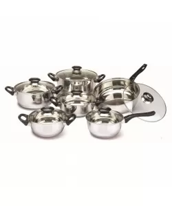 Set oale inox FLORIA ZLN-1167, 12 piese (6 oale inox+6 capace sticla termorezistenta), Manere bachelita, Fund dublu, inclusiv inductie Set oale inox FLORIA ZLN-1167, 12 piese (6 oale inox+6 capace sticla termorezistenta), Manere bachelita, Fund dublu, inclusiv inductie