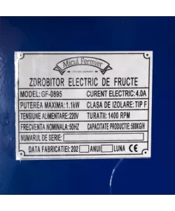 Set Zdrobitor fructe electric Micul Fermier, 500 Kg/ora + Teasc Inox 25L