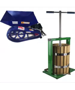 Set Zdrobitor struguri electric Micul Fermier, 500Kg /ora + Teasc Lemn 25L