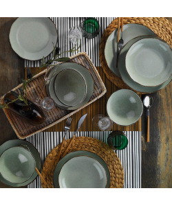 Serviciu de masa Color-X, 24 piese, 6 persoane, portelan, verde, kutahya porselen