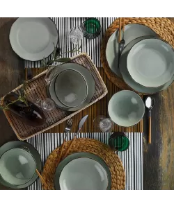 Serviciu de masa Color-X, 24 piese, 6 persoane, portelan, verde, kutahya porselen