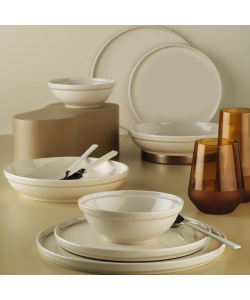 Serviciu de masa FIT-C, 24 piese, 6 persoane, portelan, crem, kutahya porselen