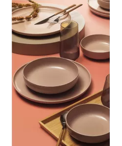 Serviciu de masa Moderna Colore Matte, 24 piese, 6 persoane, portelan, roz mat, kutahya porselen Serviciu de masa Moderna Colore Matte, 24 piese, 6 persoane, portelan, roz mat, kutahya porselen