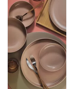 Serviciu de masa Moderna Colore Matte, 24 piese, 6 persoane, portelan, roz mat, kutahya porselen Serviciu de masa Moderna Colore Matte, 24 piese, 6 persoane, portelan, roz mat, kutahya porselen