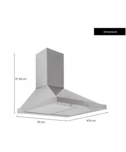 Hota incorporabila decorativa Hausberg HB-1260, Putere de absorbtie 450 m3/h, 1 motor, 60 cm, Inox