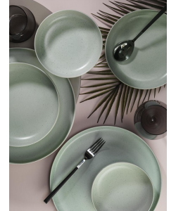 Serviciu de masa Moderna Colore Matte, 24 piese, 6 persoane, portelan, verde mat, kutahya porselen
