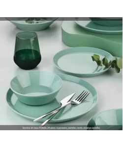 Serviciu de masa FORZA, 24 piese, 6 persoane, portelan, verde, kutahya porselen Serviciu de masa FORZA, 24 piese, 6 persoane, portelan, verde, kutahya porselen