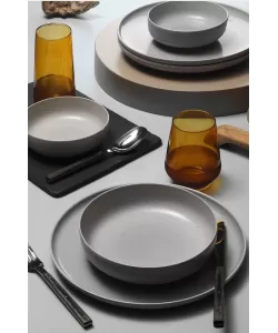 Serviciu de masa Moderna Colore Matte, 24 piese, 6 persoane, portelan, gri mat, kutahya porselen Serviciu de masa Moderna Colore Matte, 24 piese, 6 persoane, portelan, gri mat, kutahya porselen