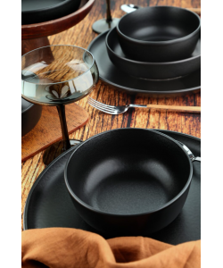 Serviciu de masa Cruton, 24 piese, 6 persoane, portelan, negru, kutahya porselen