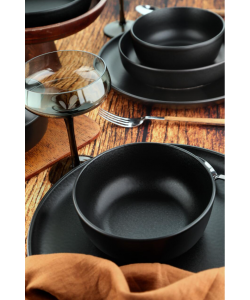 Serviciu de masa Cruton, 24 piese, 6 persoane, portelan, negru, kutahya porselen